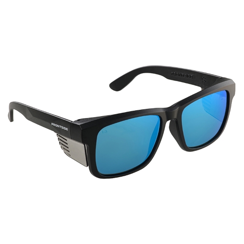 FRONTSIDE SAFETY GLASSES POLARISED BLUE REVO LENS WITH BLACK FRAME